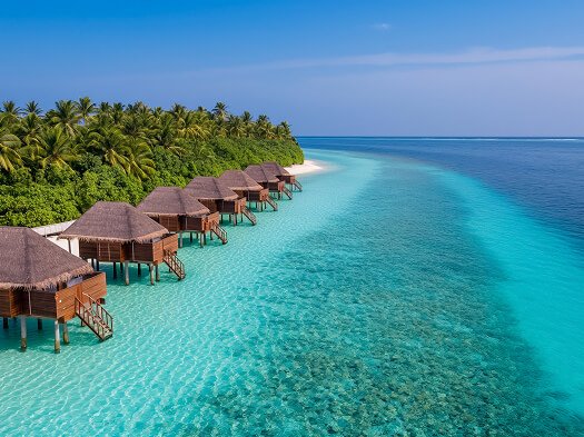 secluded-beaches-maldives-with-crystalclear-waters-overwater-bungalows 1