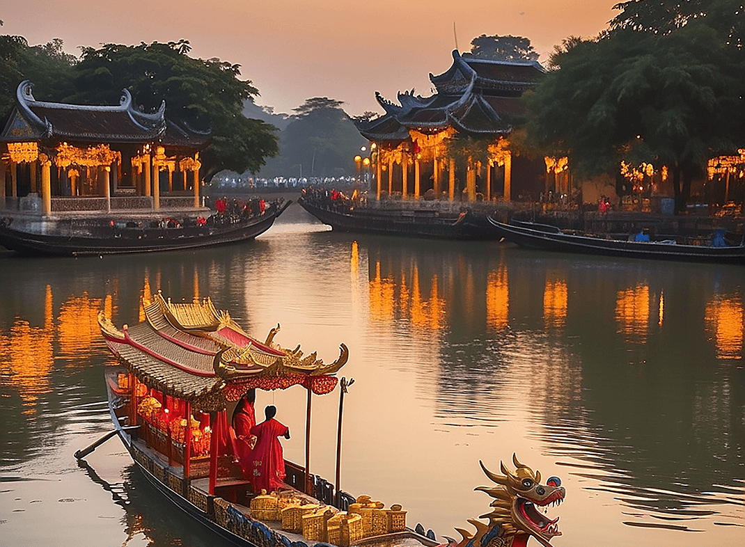 traditional-dragon-boat-hue-vietnam-twilight 1